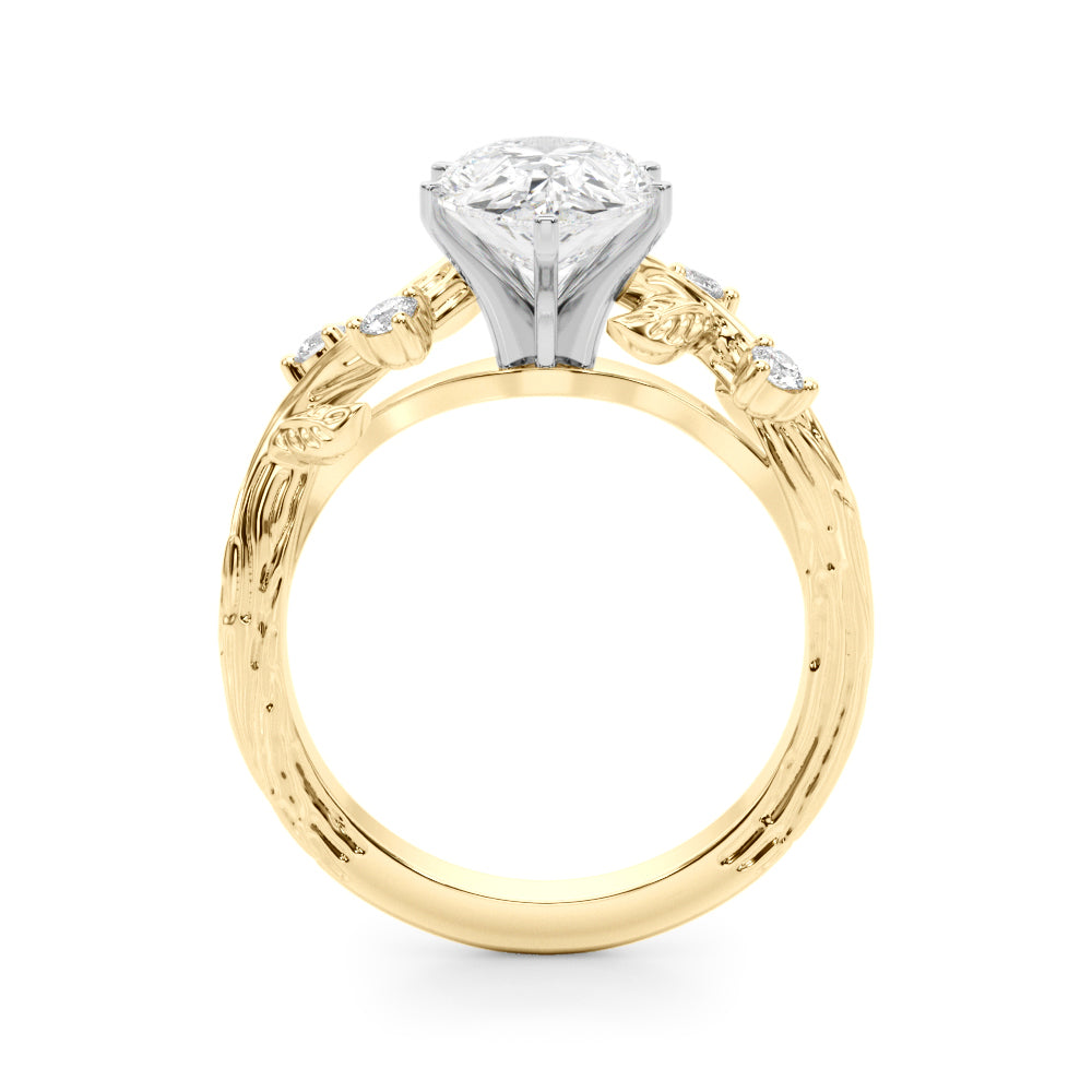 Round Nature Inspired Lab Grown Diamond Engagement Ring - VS1 D/E/F | 14K & 18K Gold | 18K White Gold | Round Lab Diamond | Picasso Gold & Diamond Chicago