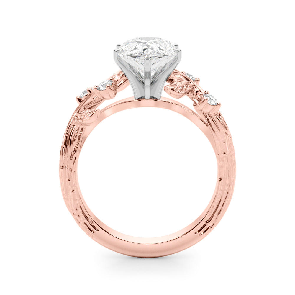 Round Nature Inspired Lab Grown Diamond Engagement Ring - VS1 D/E/F | 14K & 18K Gold | 18K Yellow Gold | Round Lab Diamond | Picasso Gold & Diamond Chicago