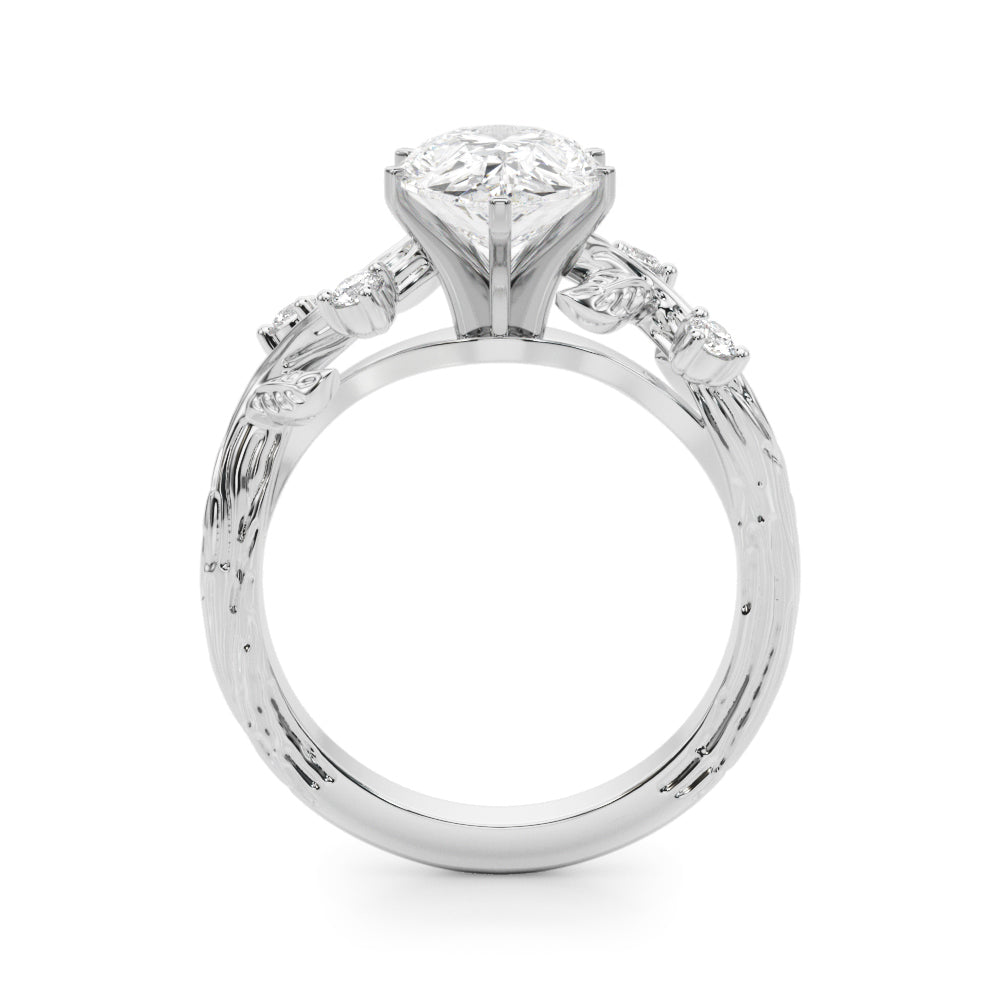 Round Nature Inspired Lab Grown Diamond Engagement Ring - VS1 D/E/F | 14K & 18K Gold | 18K Yellow Gold | Round Lab Diamond | Picasso Gold & Diamond Chicago