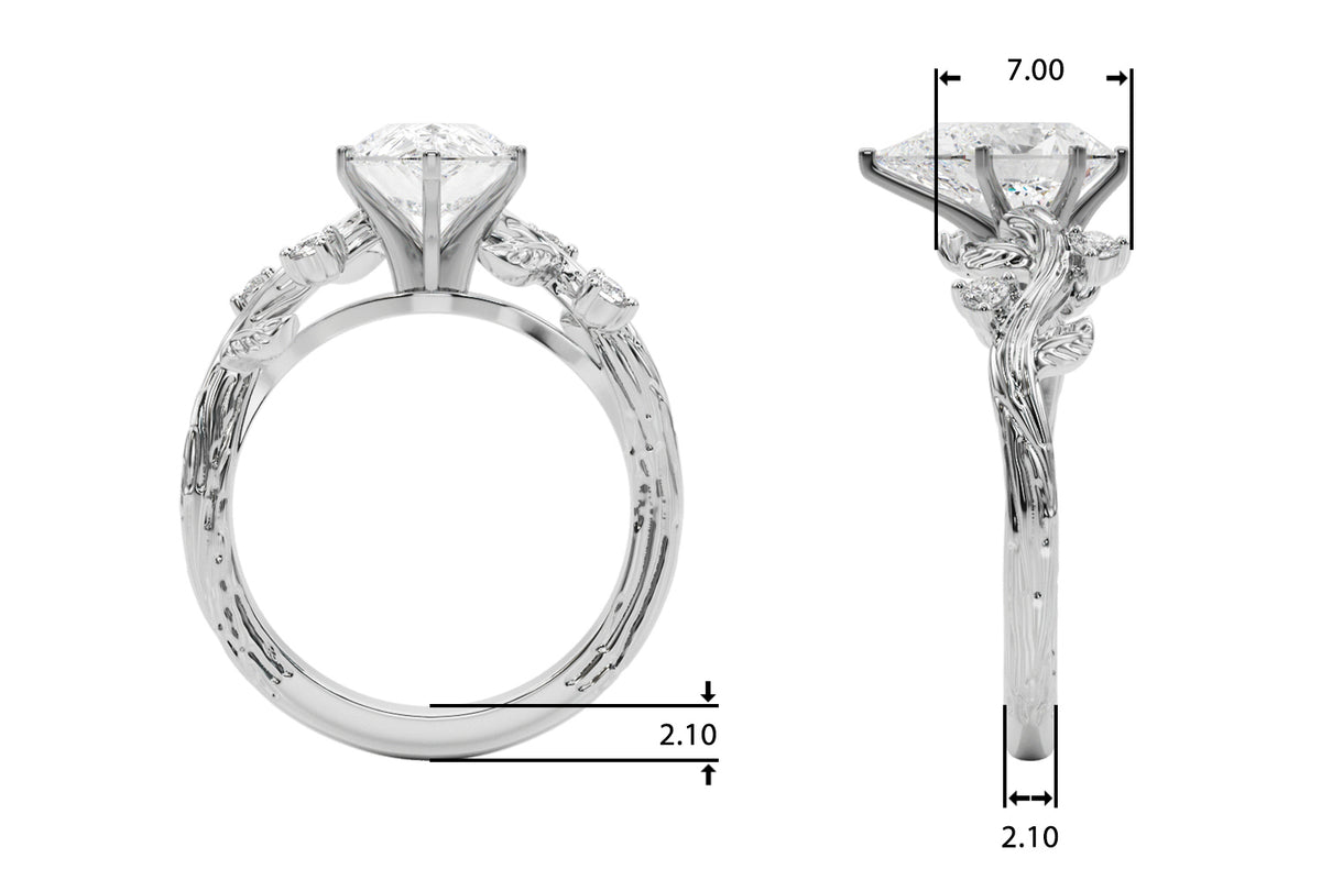 Round Nature Inspired Lab Grown Diamond Engagement Ring - VS1 D/E/F | 14K & 18K Gold | Platinum | Round Lab Diamond | Picasso Gold & Diamond Chicago