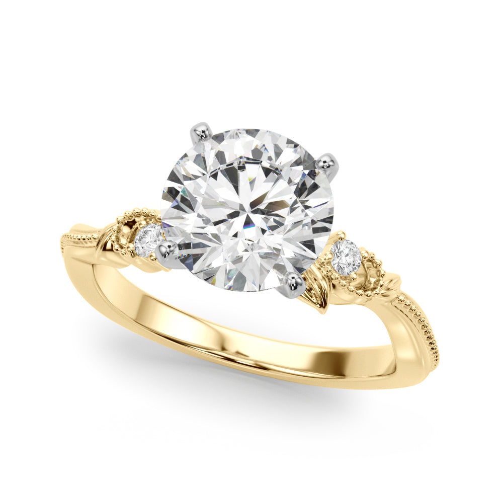 Round Nature Inspired Lab Grown Diamond Engagement Ring - VS1 D/E/F | 14K & 18K Gold | 14K White Gold | Round Lab Diamond | Picasso Gold & Diamond Chicago