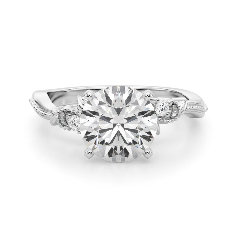 Round Nature Inspired Lab Grown Diamond Engagement Ring - VS1 D/E/F | 14K & 18K Gold | 14K Rose Gold | Round Lab Diamond | Picasso Gold & Diamond Chicago