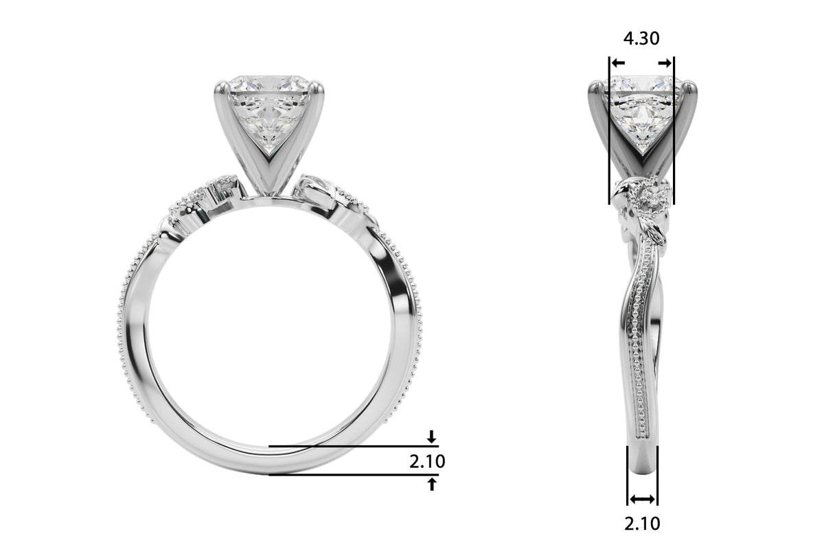 Round Nature Inspired Lab Grown Diamond Engagement Ring - VS1 D/E/F | 14K & 18K Gold | Lab Grown Diamond Engagement Ring | Picasso Gold & Diamond | Chicago