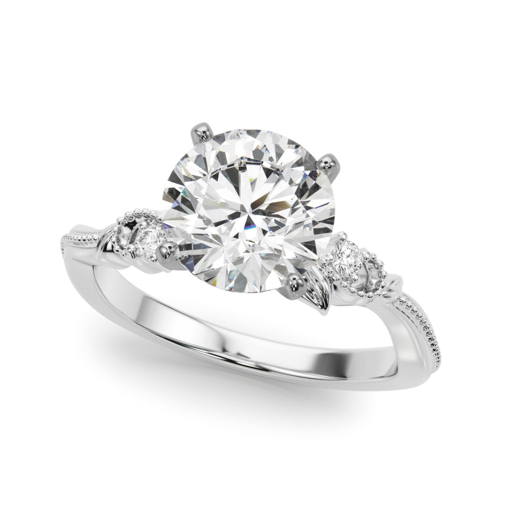 Round Nature Inspired Lab Grown Diamond Engagement Ring - VS1 D/E/F | 14K & 18K Gold | 14K White Gold | Round Lab Diamond | Picasso Gold & Diamond Chicago
