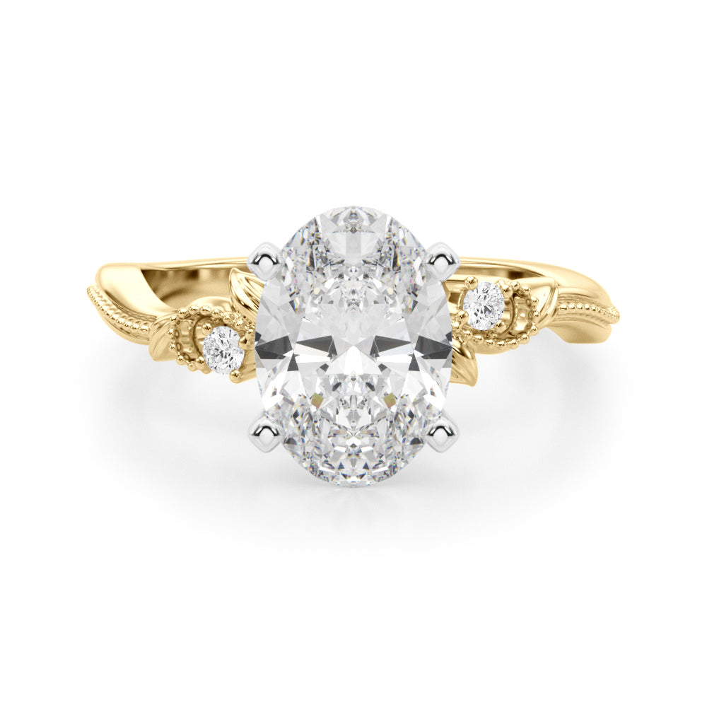 Round Nature Inspired Lab Grown Diamond Engagement Ring - VS1 D/E/F | 14K & 18K Gold | Platinum | Round Lab Diamond | Picasso Gold & Diamond Chicago