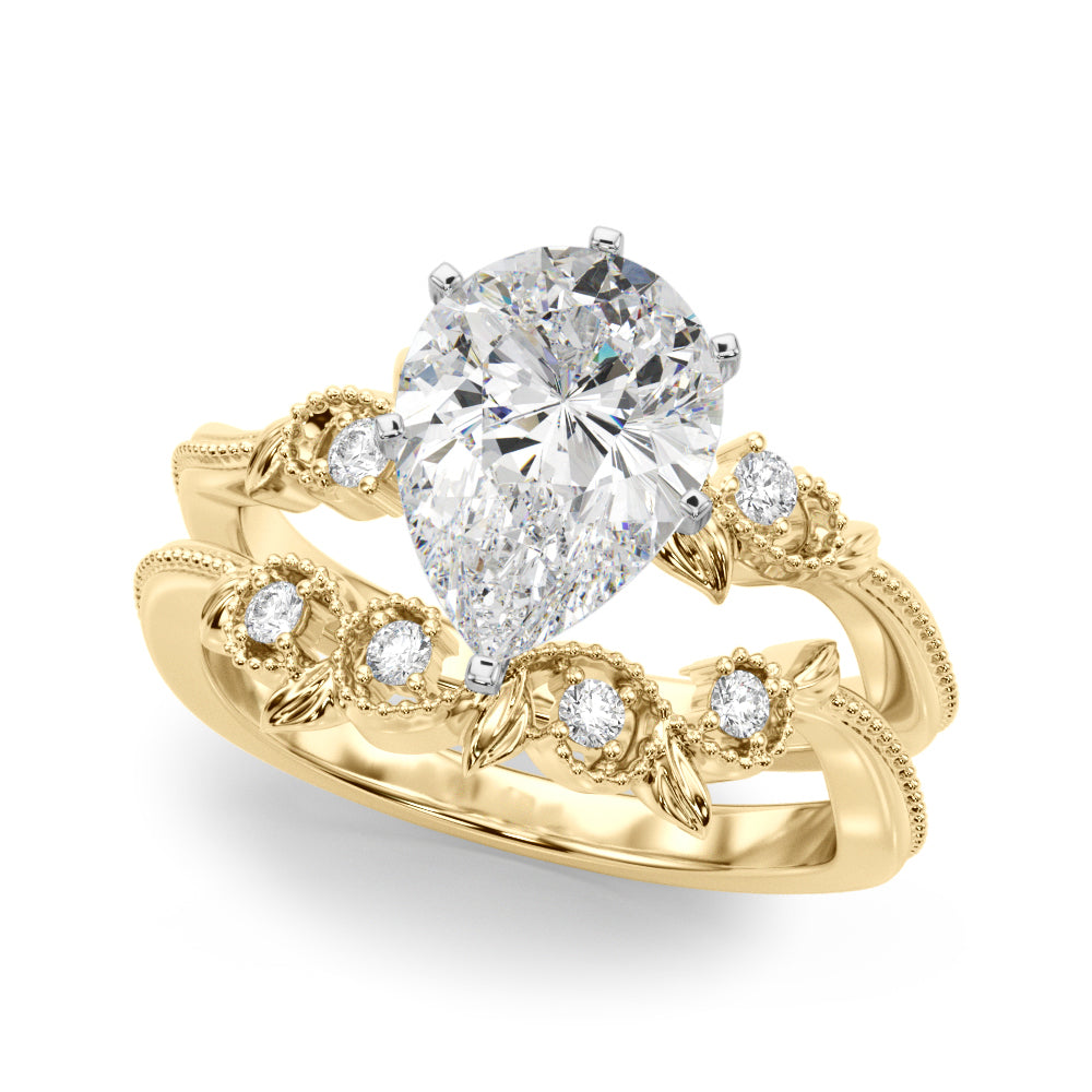 Round Nature Inspired Lab Grown Diamond Engagement Ring - VS1 D/E/F | 14K & 18K Gold | 14K White Gold | Round Lab Diamond | Picasso Gold & Diamond Chicago