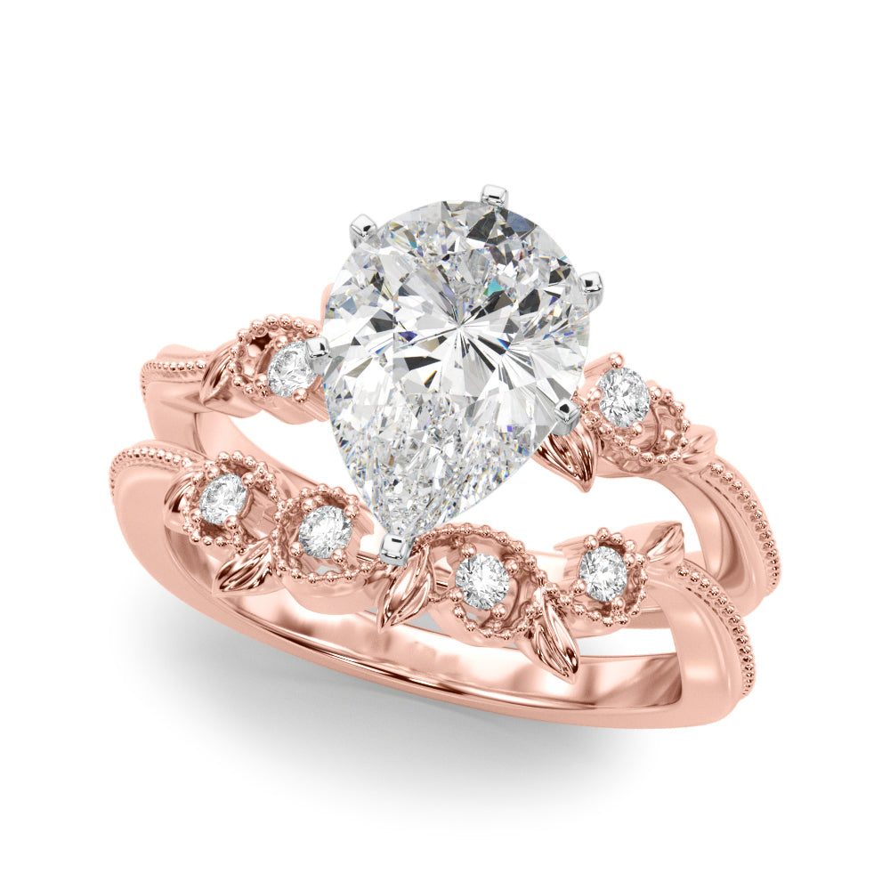 Round Nature Inspired Lab Grown Diamond Engagement Ring - VS1 D/E/F | 14K & 18K Gold | 14K Rose Gold | Round Lab Diamond | Picasso Gold & Diamond Chicago