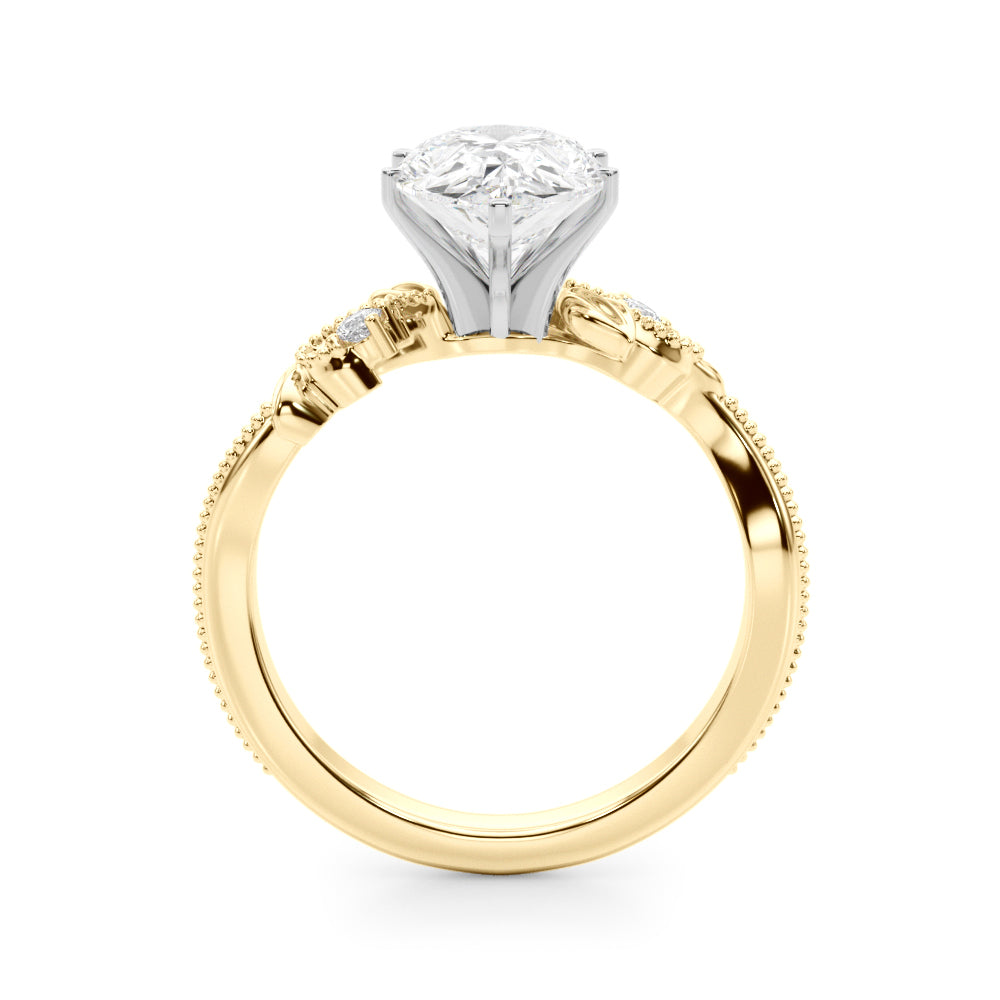 Round Nature Inspired Lab Grown Diamond Engagement Ring - VS1 D/E/F | 14K & 18K Gold | 18K White Gold | Round Lab Diamond | Picasso Gold & Diamond Chicago