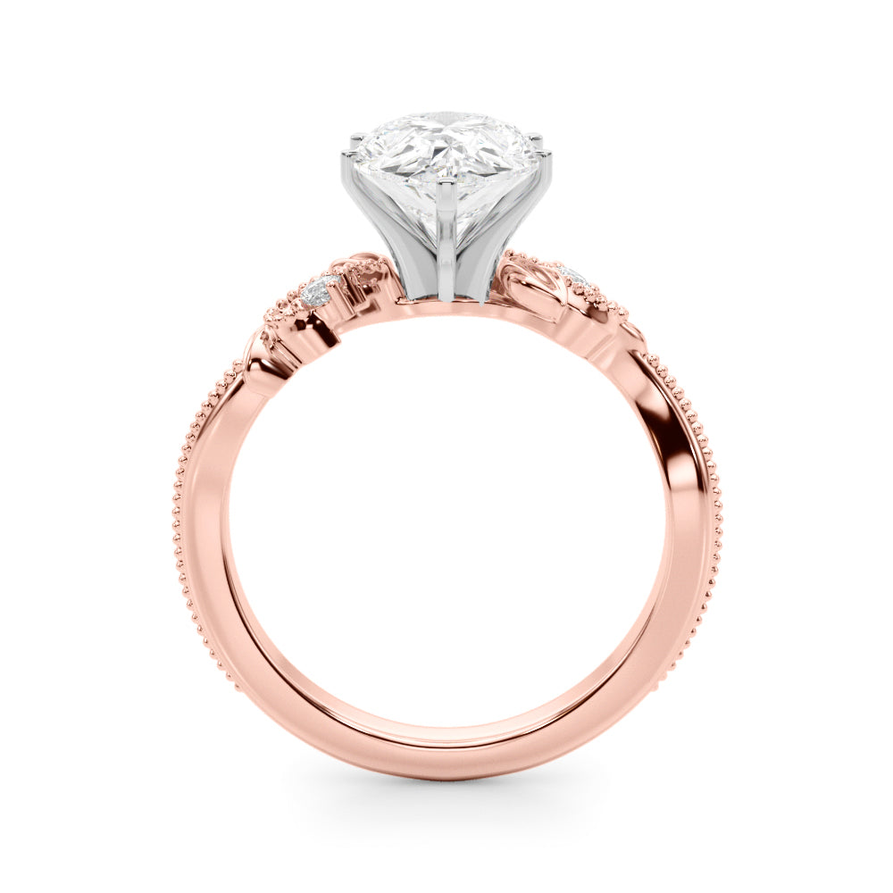 Round Nature Inspired Lab Grown Diamond Engagement Ring - VS1 D/E/F | 14K & 18K Gold | 18K Yellow Gold | Round Lab Diamond | Picasso Gold & Diamond Chicago