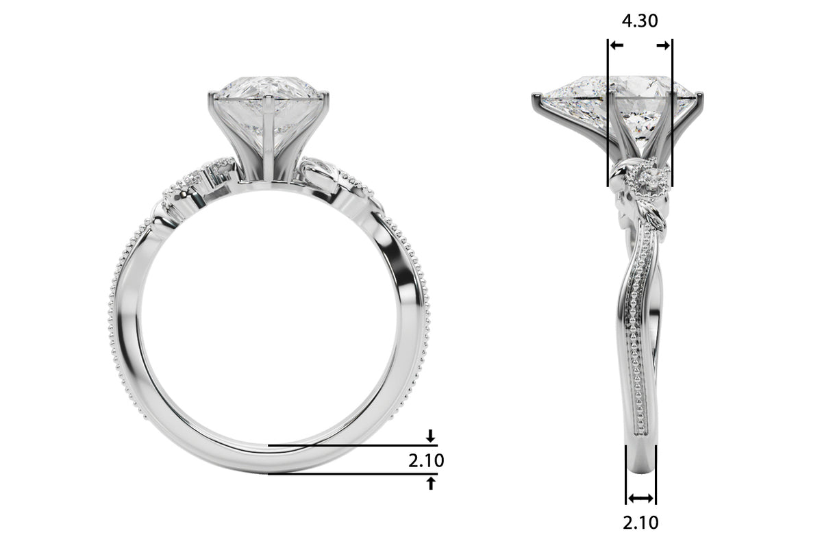 Round Nature Inspired Lab Grown Diamond Engagement Ring - VS1 D/E/F | 14K & 18K Gold | Platinum | Round Lab Diamond | Picasso Gold & Diamond Chicago