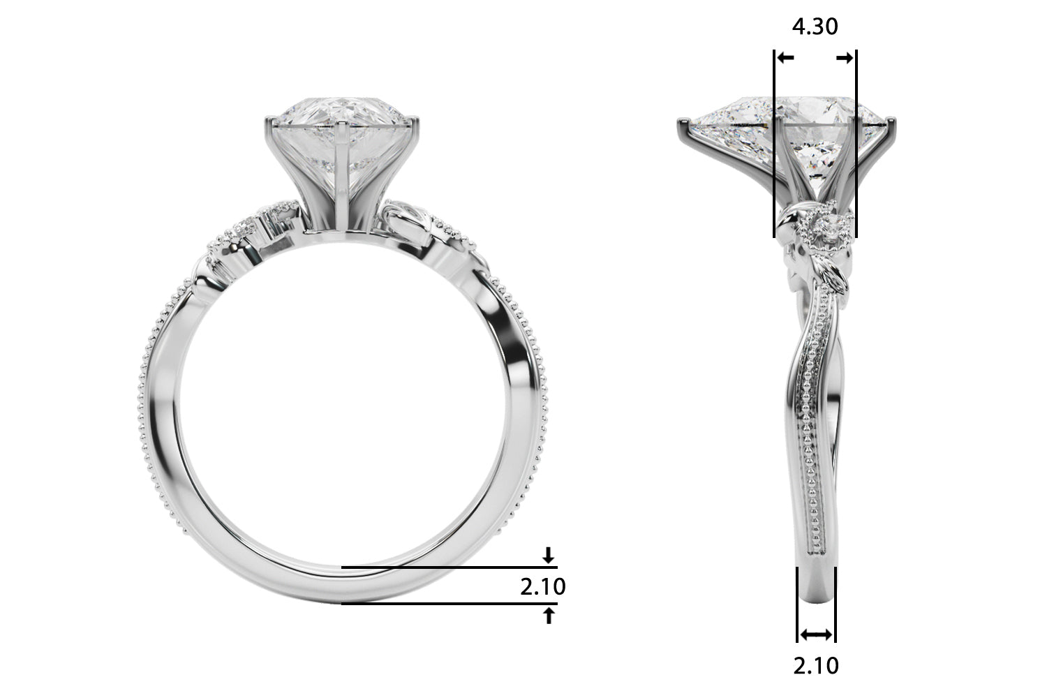 Round Nature Inspired Lab Grown Diamond Engagement Ring - VS1 D/E/F | 14K & 18K Gold | Platinum | Round Lab Diamond | Picasso Gold & Diamond Chicago
