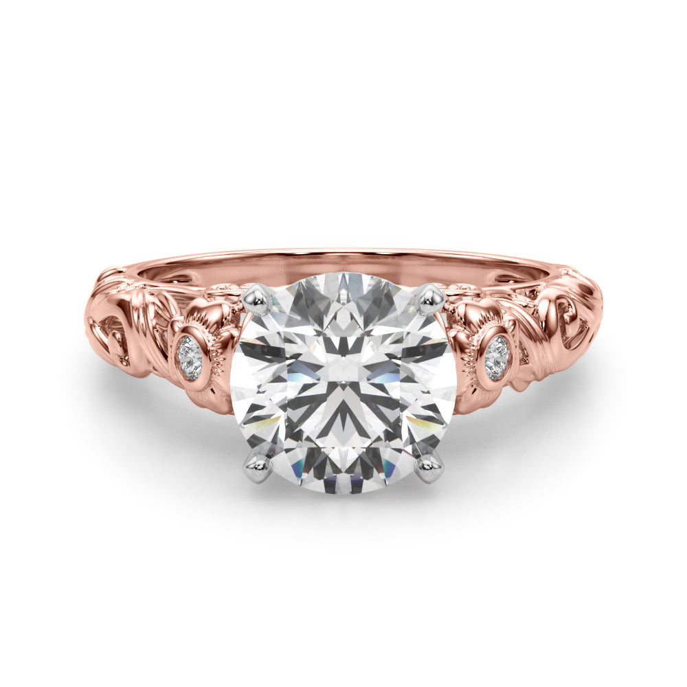 Round Nature Inspired Lab Grown Diamond Engagement Ring - VS1 D/E/F | 14K & 18K Gold | 14K Rose Gold | Round Lab Diamond | Picasso Gold & Diamond Chicago