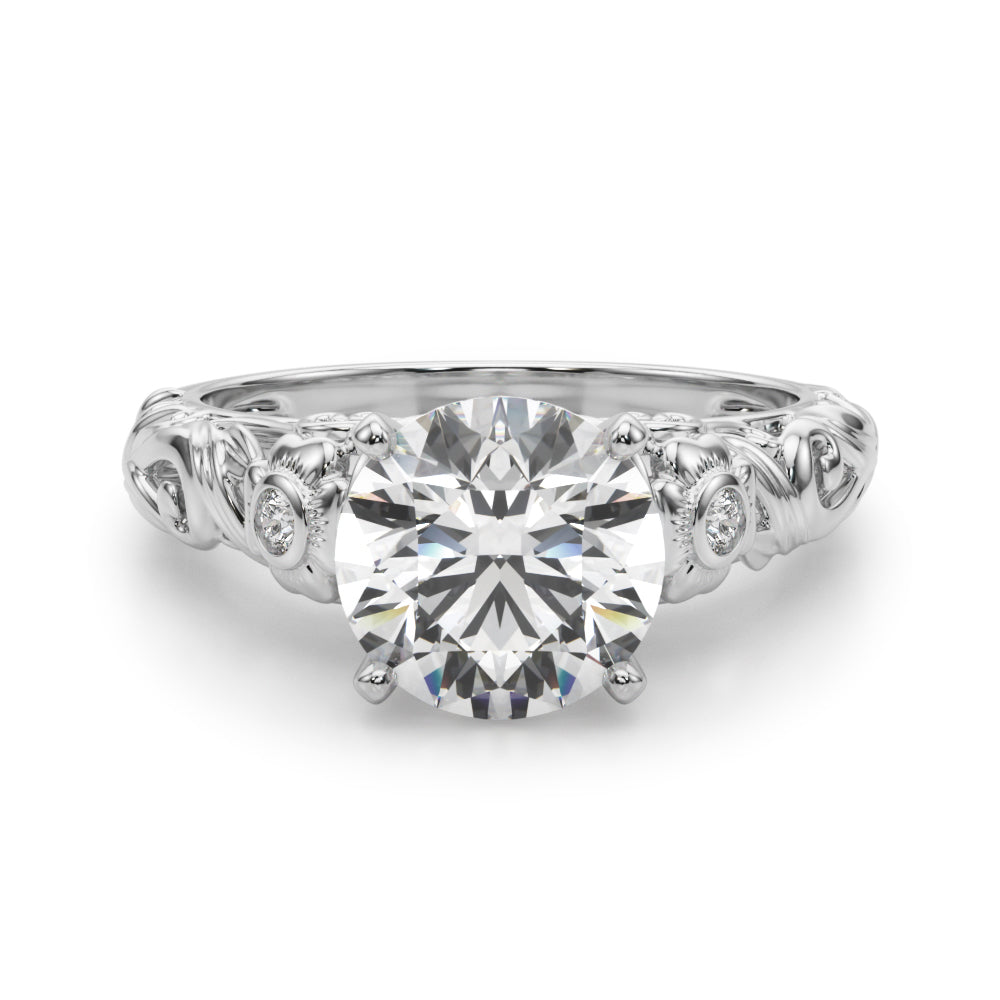 Round Nature Inspired Lab Grown Diamond Engagement Ring - VS1 D/E/F | 14K & 18K Gold | 14K Rose Gold | Round Lab Diamond | Picasso Gold & Diamond Chicago