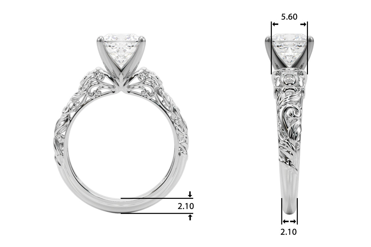 Round Nature Inspired Lab Grown Diamond Engagement Ring - VS1 D/E/F | 14K & 18K Gold | Lab Grown Diamond Engagement Ring | Picasso Gold & Diamond | Chicago