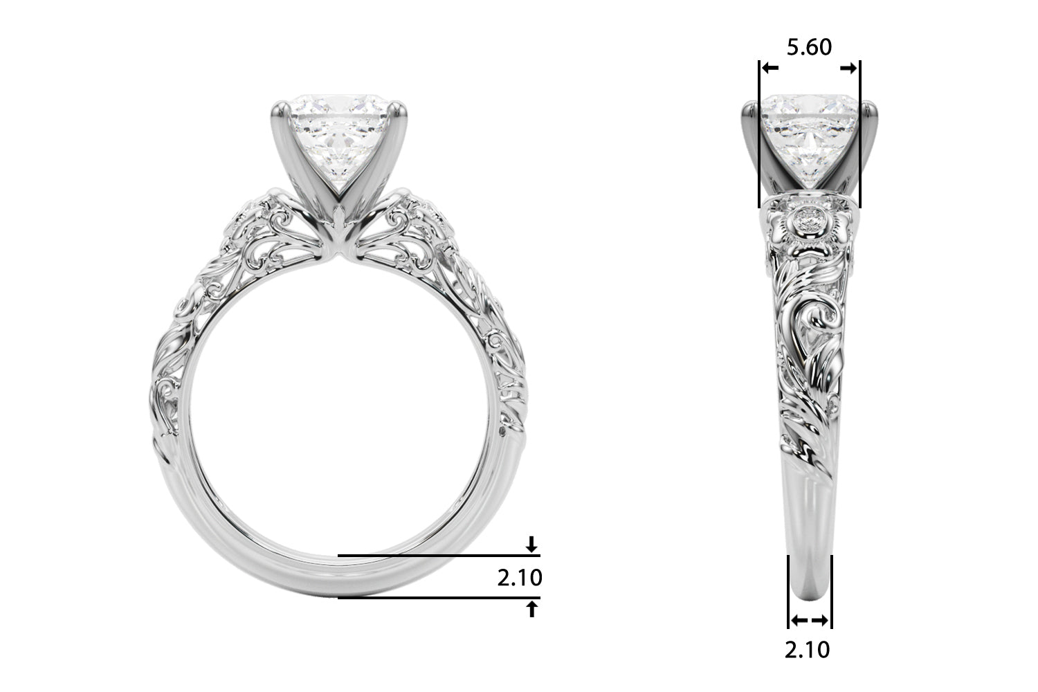 Round Nature Inspired Lab Grown Diamond Engagement Ring - VS1 D/E/F | 14K & 18K Gold | Lab Grown Diamond Engagement Ring | Picasso Gold & Diamond | Chicago