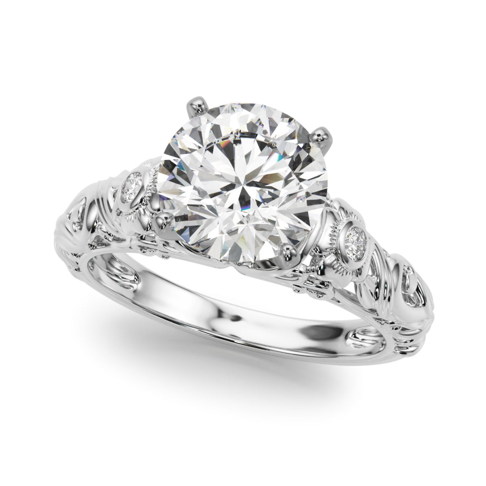 Round Nature Inspired Lab Grown Diamond Engagement Ring - VS1 D/E/F | 14K & 18K Gold | 14K White Gold | Round Lab Diamond | Picasso Gold & Diamond Chicago
