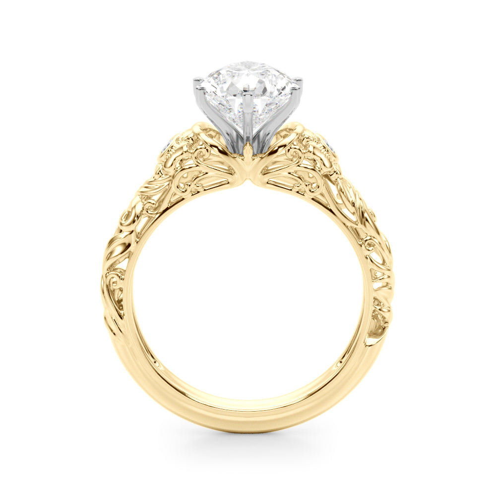 Round Nature Inspired Lab Grown Diamond Engagement Ring - VS1 D/E/F | 14K & 18K Gold | 18K White Gold | Round Lab Diamond | Picasso Gold & Diamond Chicago