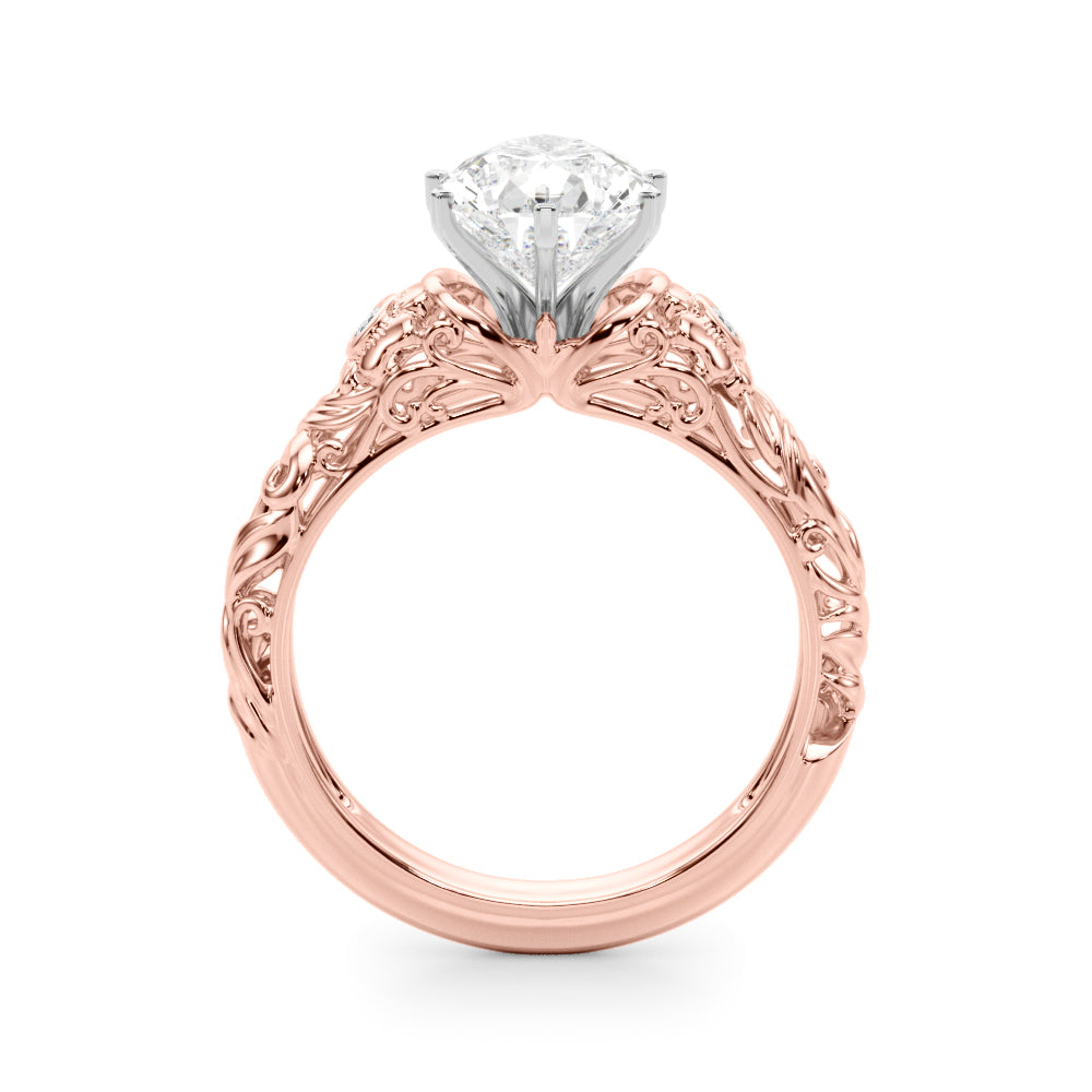Round Nature Inspired Lab Grown Diamond Engagement Ring - VS1 D/E/F | 14K & 18K Gold | 18K Yellow Gold | Round Lab Diamond | Picasso Gold & Diamond Chicago