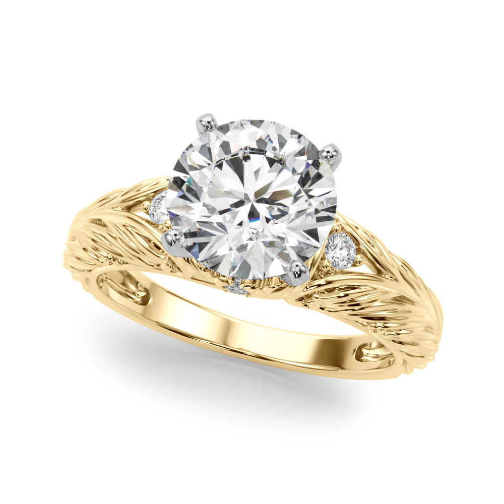 Round Nature Inspired Lab Grown Diamond Engagement Ring - VS1 D/E/F | 14K & 18K Gold | 14K White Gold | Round Lab Diamond | Picasso Gold & Diamond Chicago