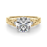 Round Nature Inspired Lab Grown Diamond Engagement Ring - VS1 D/E/F | 14K & 18K Gold | 14K Yellow Gold | Round Lab Diamond | Picasso Gold & Diamond Chicago