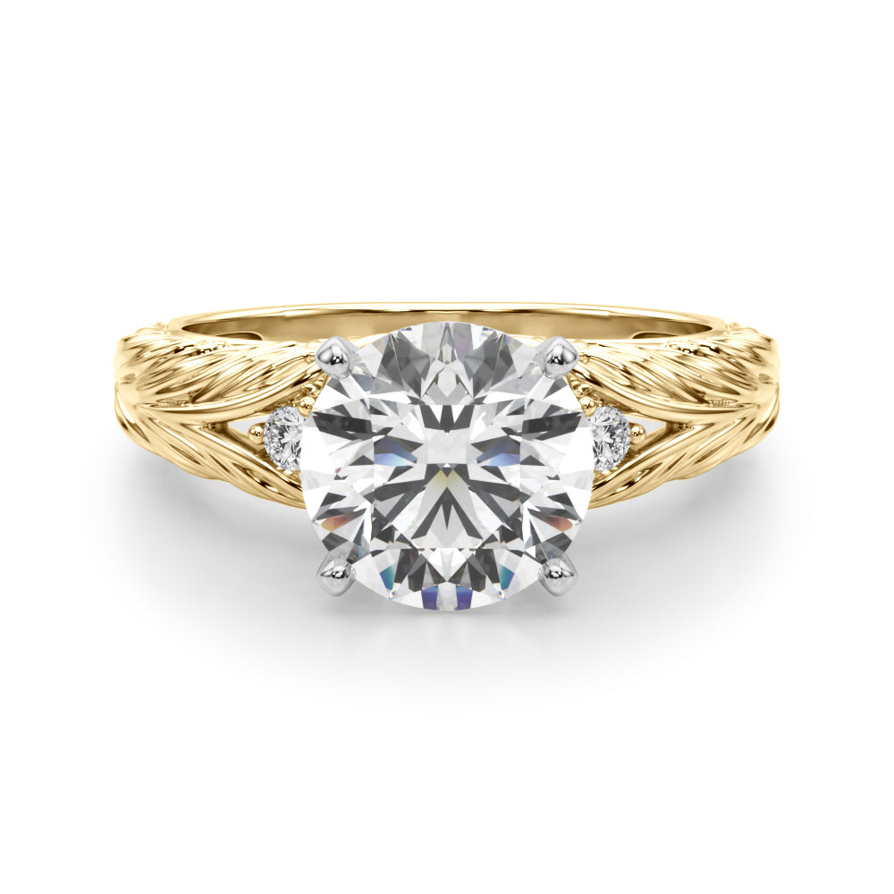 Round Nature Inspired Lab Grown Diamond Engagement Ring - VS1 D/E/F | 14K & 18K Gold | 14K Yellow Gold | Round Lab Diamond | Picasso Gold & Diamond Chicago