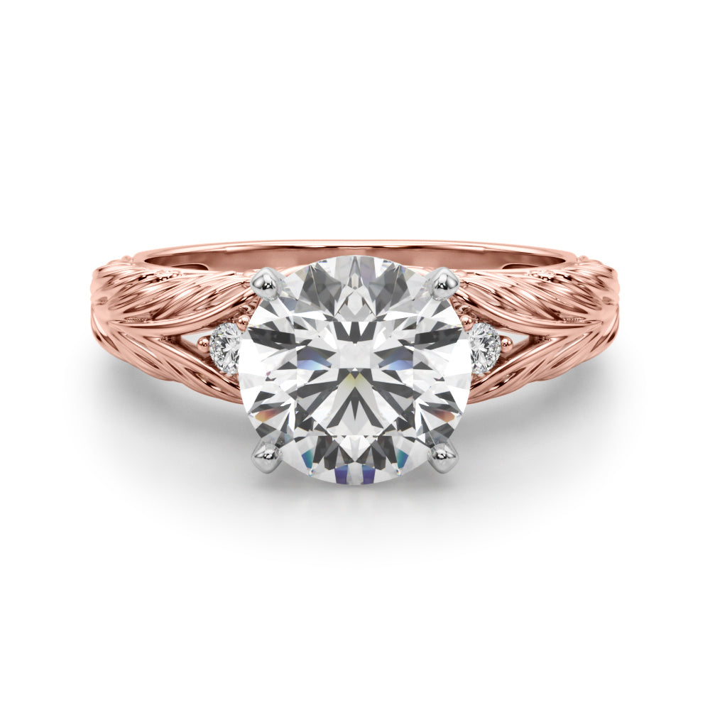 Round Nature Inspired Lab Grown Diamond Engagement Ring - VS1 D/E/F | 14K & 18K Gold | 14K Rose Gold | Round Lab Diamond | Picasso Gold & Diamond Chicago