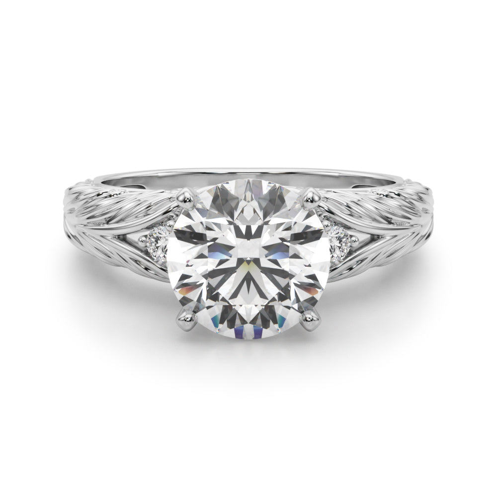 Round Nature Inspired Lab Grown Diamond Engagement Ring - VS1 D/E/F | 14K & 18K Gold | 14K Rose Gold | Round Lab Diamond | Picasso Gold & Diamond Chicago
