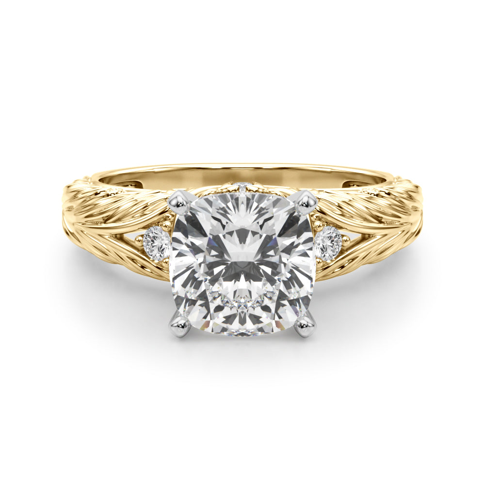 Round Nature Inspired Lab Grown Diamond Engagement Ring - VS1 D/E/F | 14K & 18K Gold | 18K White Gold | Round Lab Diamond | Picasso Gold & Diamond Chicago