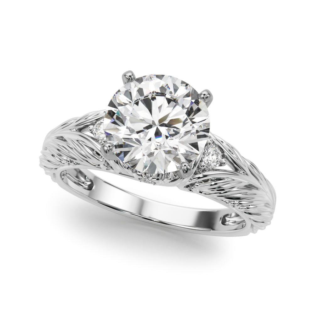Round Nature Inspired Lab Grown Diamond Engagement Ring - VS1 D/E/F | 14K & 18K Gold | 14K White Gold | Round Lab Diamond | Picasso Gold & Diamond Chicago