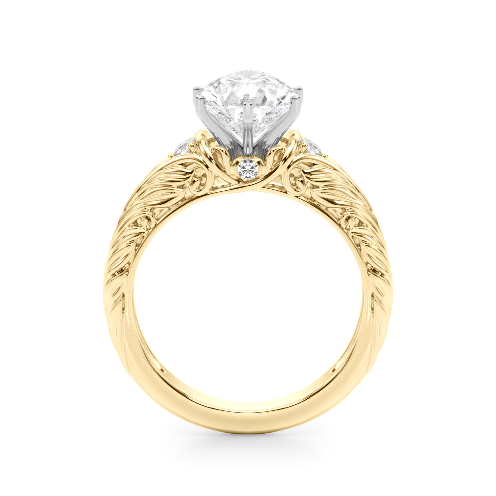 Round Nature Inspired Lab Grown Diamond Engagement Ring - VS1 D/E/F | 14K & 18K Gold | 18K White Gold | Round Lab Diamond | Picasso Gold & Diamond Chicago