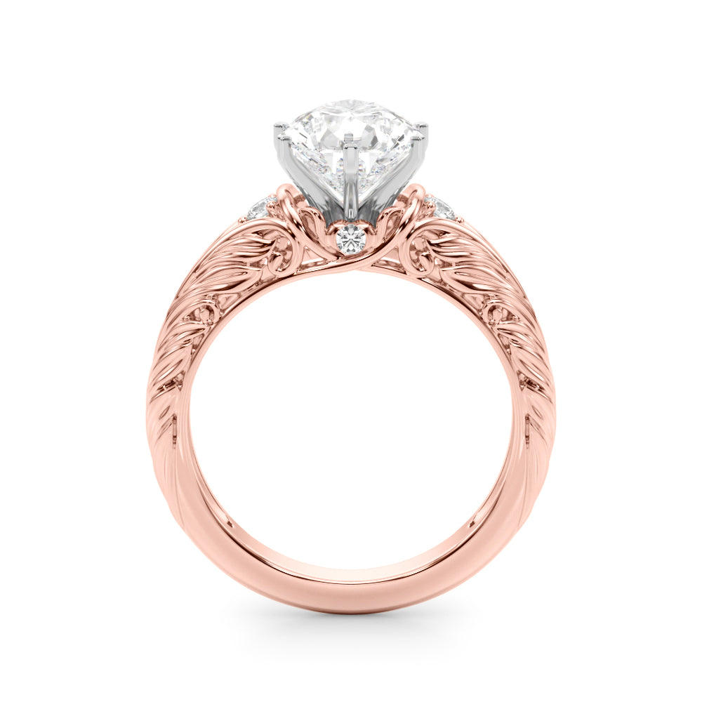 Round Nature Inspired Lab Grown Diamond Engagement Ring - VS1 D/E/F | 14K & 18K Gold | 18K Yellow Gold | Round Lab Diamond | Picasso Gold & Diamond Chicago