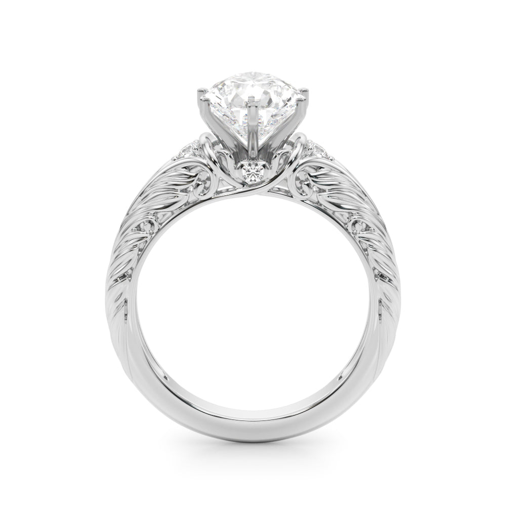 Round Nature Inspired Lab Grown Diamond Engagement Ring - VS1 D/E/F | 14K & 18K Gold | 18K Yellow Gold | Round Lab Diamond | Picasso Gold & Diamond Chicago