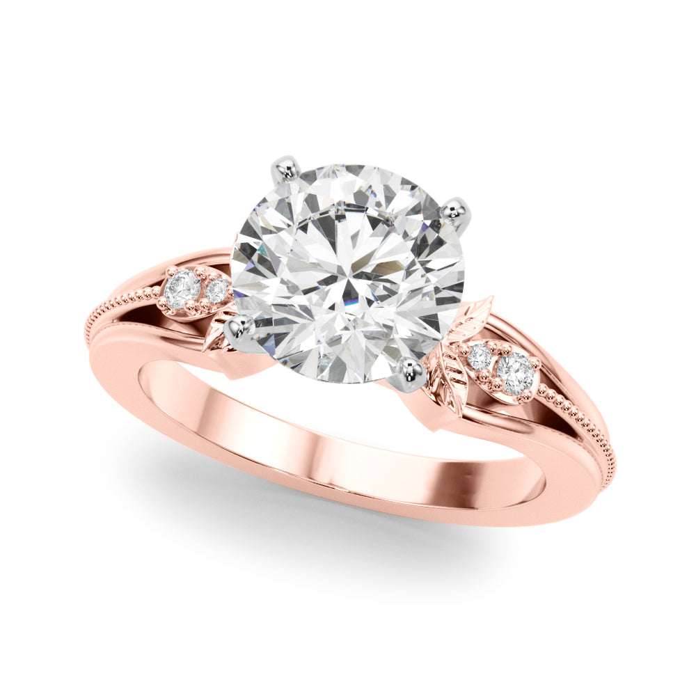 Round Nature Inspired Lab Grown Diamond Engagement Ring - VS1 D/E/F | 14K & 18K Gold | 14K Yellow Gold | Round Lab Diamond | Picasso Gold & Diamond Chicago