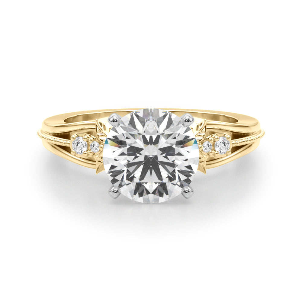 Round Nature Inspired Lab Grown Diamond Engagement Ring - VS1 D/E/F | 14K & 18K Gold | 14K Yellow Gold | Round Lab Diamond | Picasso Gold & Diamond Chicago