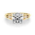 Round Nature Inspired Lab Grown Diamond Engagement Ring - VS1 D/E/F | 14K & 18K Gold | 14K Yellow Gold | Round Lab Diamond | Picasso Gold & Diamond Chicago