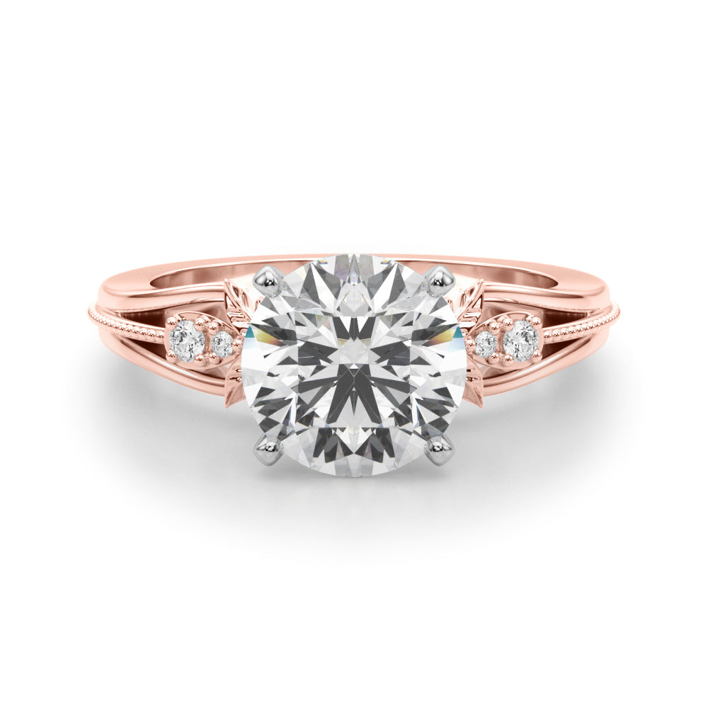 Round Nature Inspired Lab Grown Diamond Engagement Ring - VS1 D/E/F | 14K & 18K Gold | 14K Rose Gold | Round Lab Diamond | Picasso Gold & Diamond Chicago