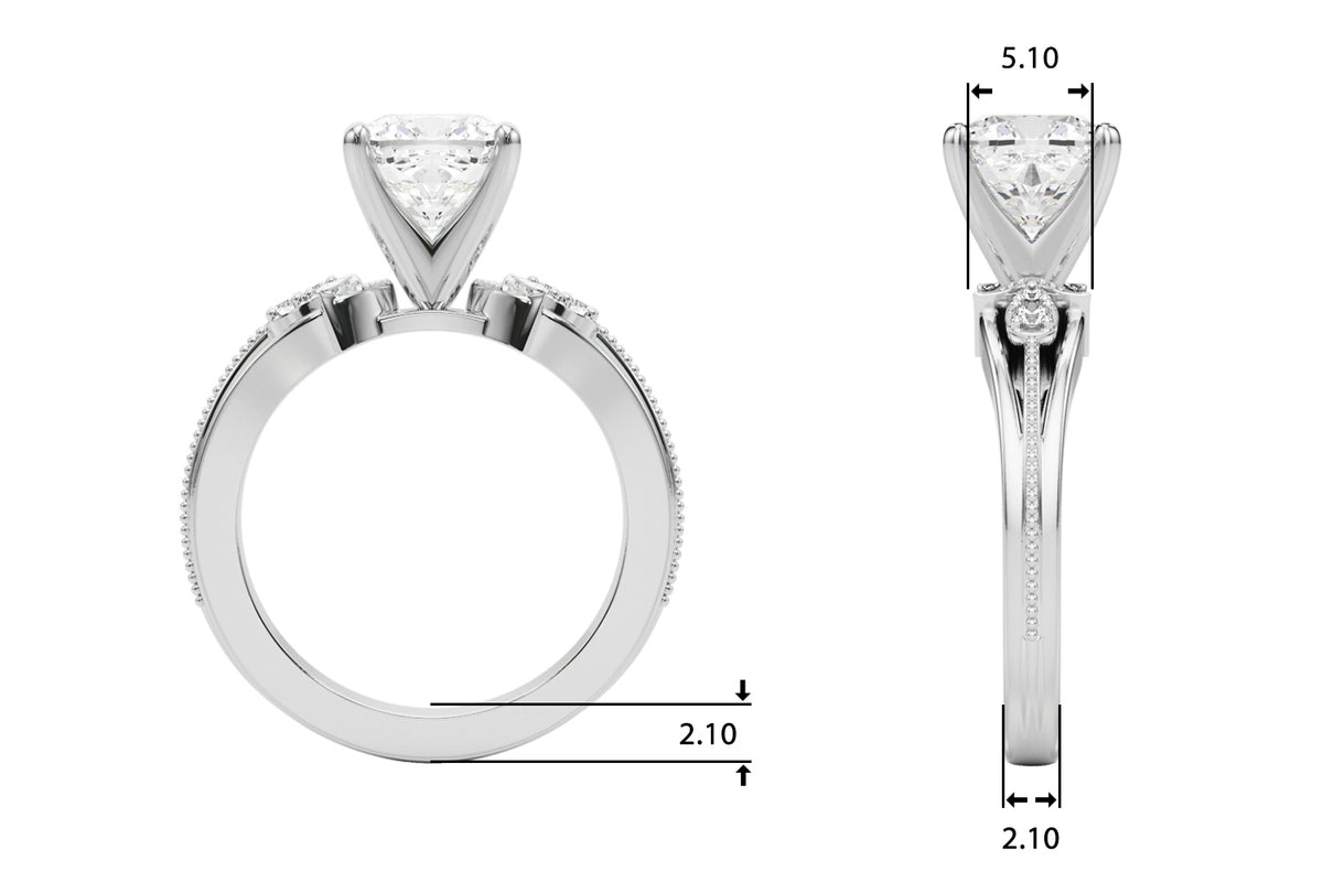 Round Nature Inspired Lab Grown Diamond Engagement Ring - VS1 D/E/F | 14K & 18K Gold | Lab Grown Diamond Engagement Ring | Picasso Gold & Diamond | Chicago
