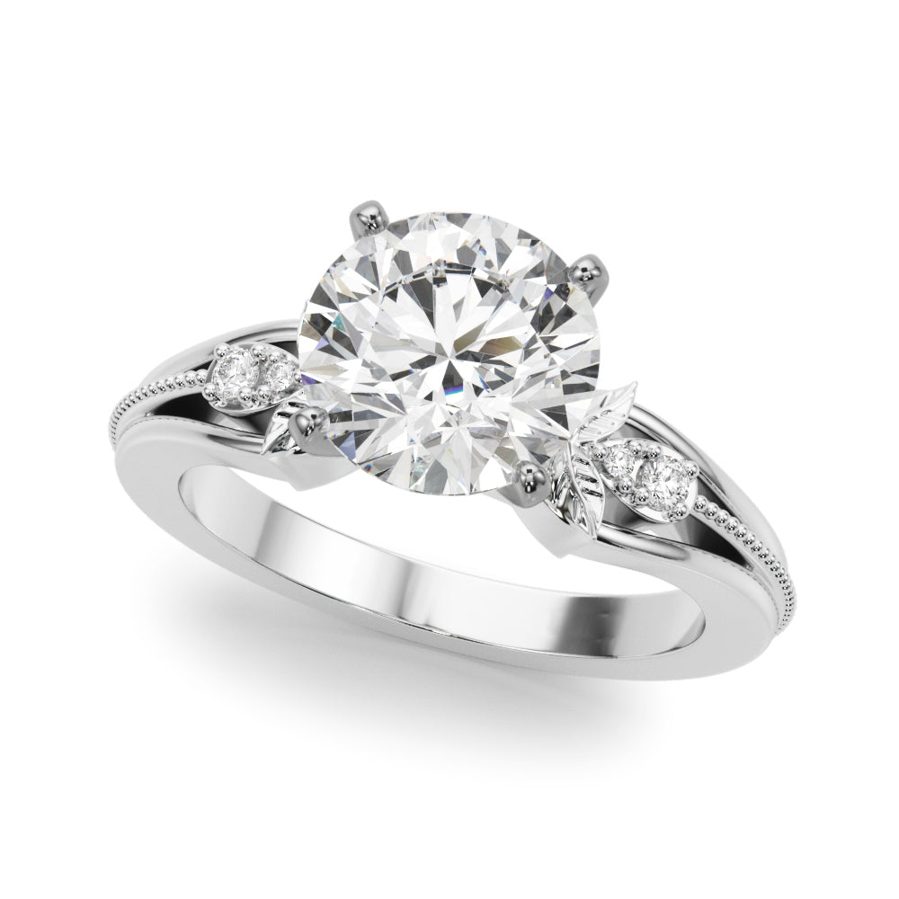 Round Nature Inspired Lab Grown Diamond Engagement Ring - VS1 D/E/F | 14K & 18K Gold | 14K White Gold | Round Lab Diamond | Picasso Gold & Diamond Chicago