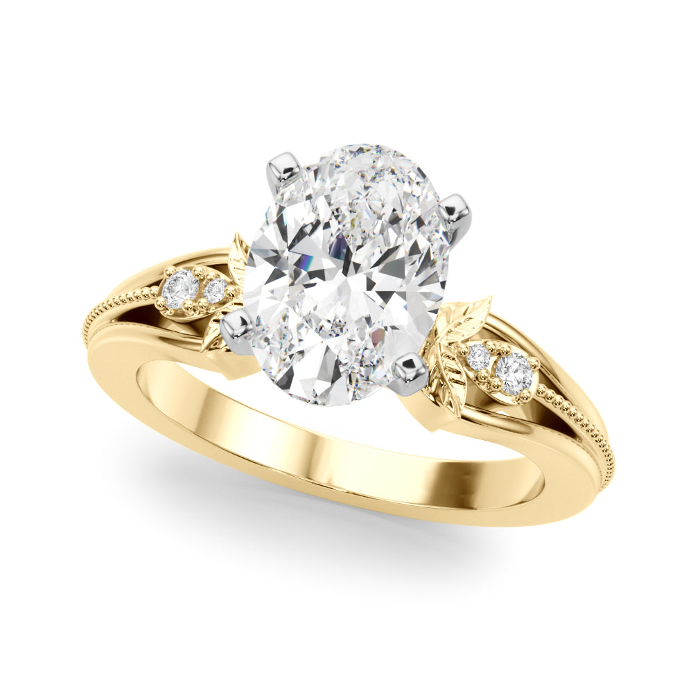 Round Nature Inspired Lab Grown Diamond Engagement Ring - VS1 D/E/F | 14K & 18K Gold | 18K Rose Gold | Round Lab Diamond | Picasso Gold & Diamond Chicago