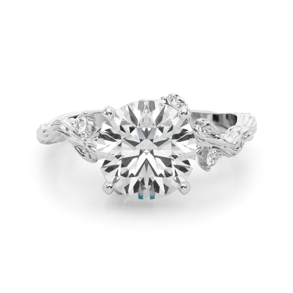 Round Nature Inspired Lab Grown Diamond Engagement Ring - VS1 D/E/F | 14K & 18K Gold | 14K Rose Gold | Round Lab Diamond | Picasso Gold & Diamond Chicago