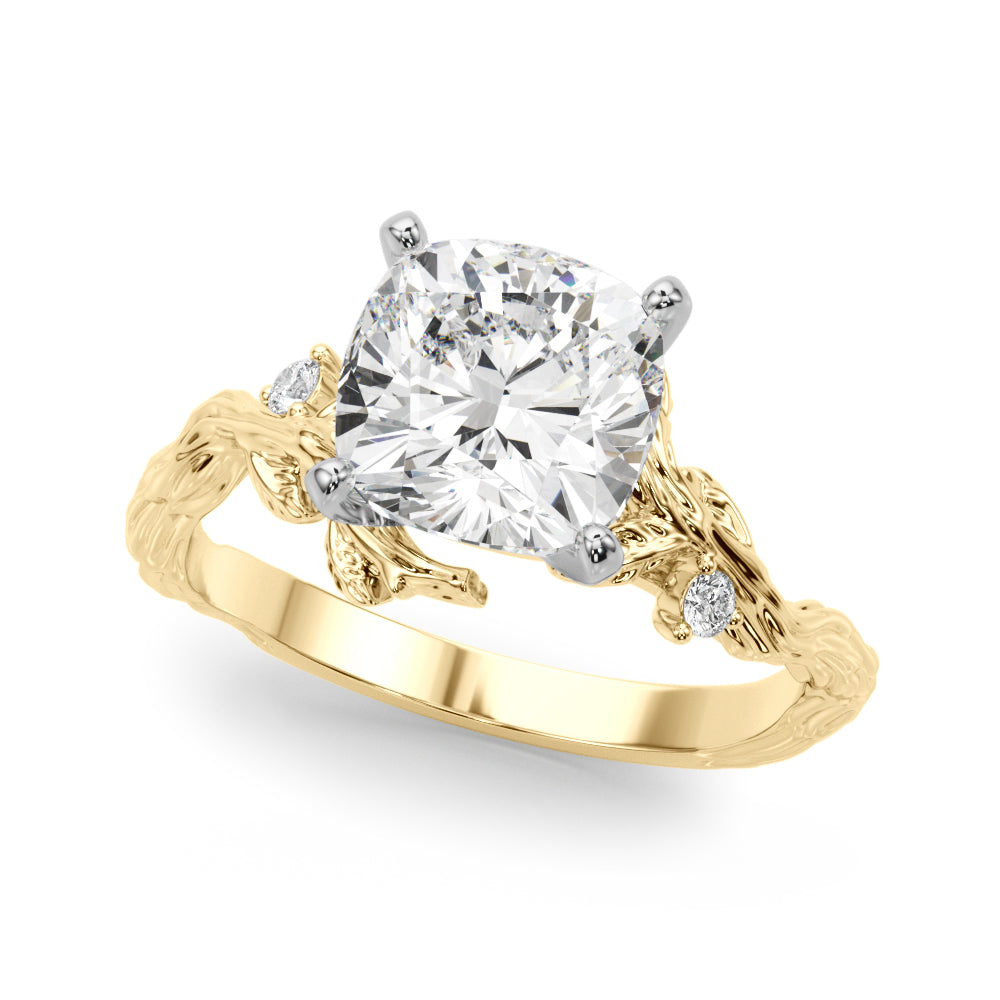 Round Nature Inspired Lab Grown Diamond Engagement Ring - VS1 D/E/F | 14K & 18K Gold | 18K White Gold | Round Lab Diamond | Picasso Gold & Diamond Chicago