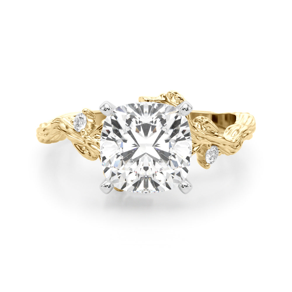 Round Nature Inspired Lab Grown Diamond Engagement Ring - VS1 D/E/F | 14K & 18K Gold | 18K White Gold | Round Lab Diamond | Picasso Gold & Diamond Chicago