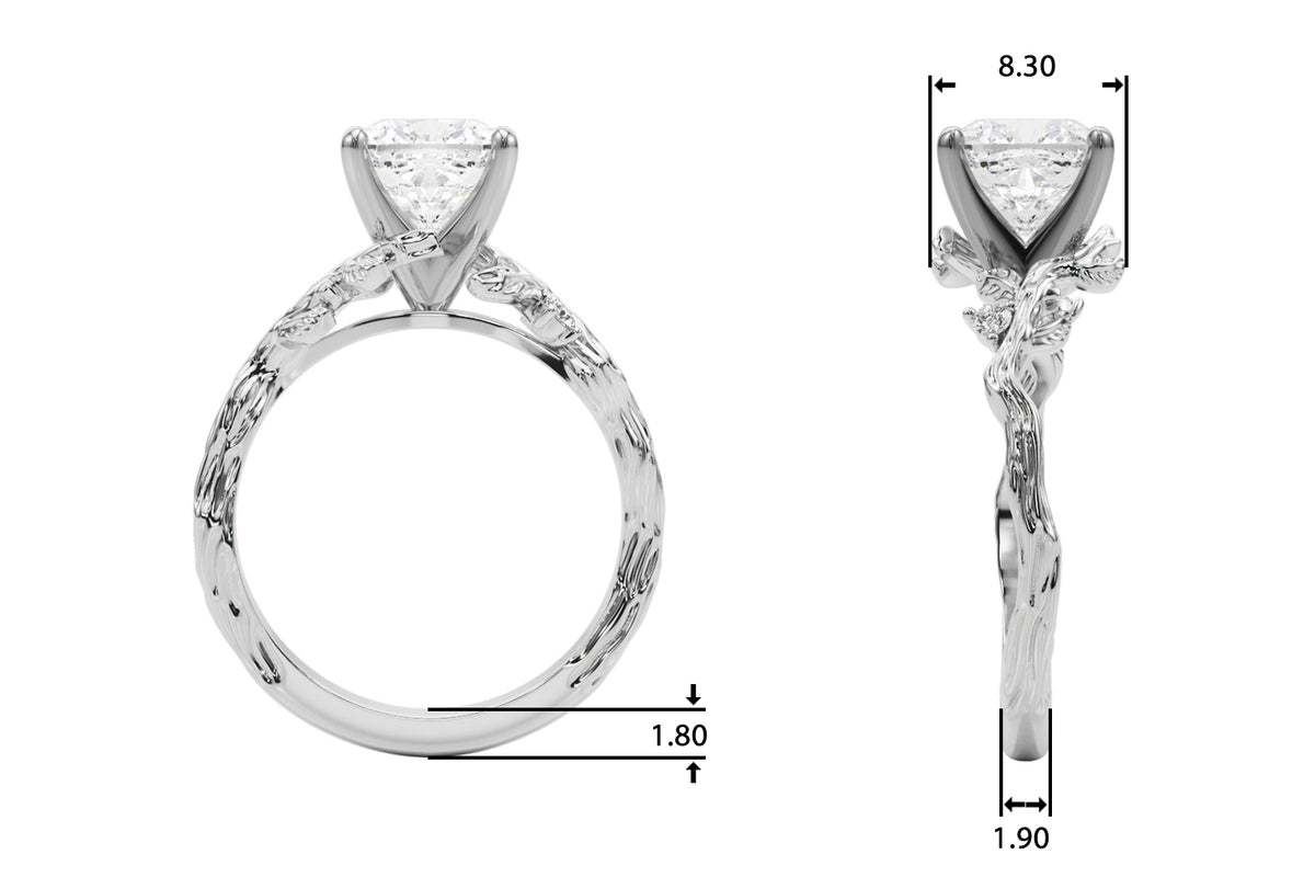 Round Nature Inspired Lab Grown Diamond Engagement Ring - VS1 D/E/F | 14K & 18K Gold | Lab Grown Diamond Engagement Ring | Picasso Gold & Diamond | Chicago