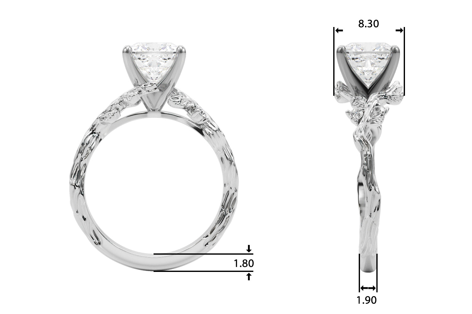 Round Nature Inspired Lab Grown Diamond Engagement Ring - VS1 D/E/F | 14K & 18K Gold | Lab Grown Diamond Engagement Ring | Picasso Gold & Diamond | Chicago