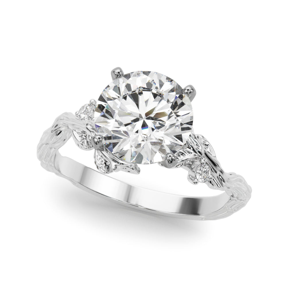 Round Nature Inspired Lab Grown Diamond Engagement Ring - VS1 D/E/F | 14K & 18K Gold | 14K White Gold | Round Lab Diamond | Picasso Gold & Diamond Chicago