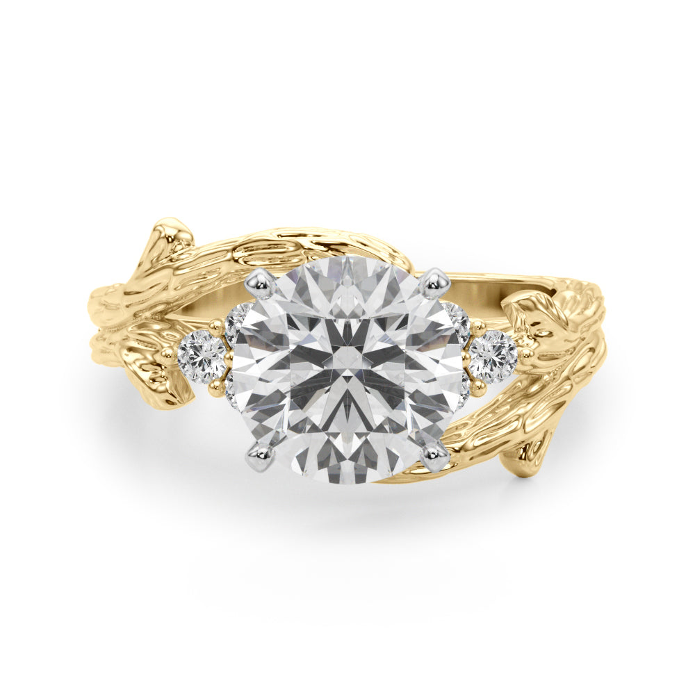 Round Bypass Lab Grown Diamond Engagement Ring - VS1 D/E/F | 14K & 18K Gold | 14K Yellow Gold | Round Lab Diamond | Picasso Gold & Diamond Chicago