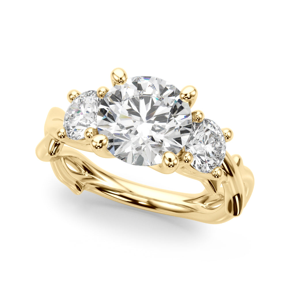 Round Twisted Shank Lab Grown Diamond Engagement Ring - VS1 D/E/F | 14K & 18K Gold | 14K White Gold | Round Lab Diamond | Picasso Gold & Diamond Chicago