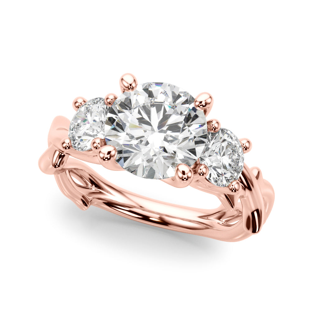 Round Twisted Shank Lab Grown Diamond Engagement Ring - VS1 D/E/F | 14K & 18K Gold | 14K White Gold | Round Lab Diamond | Picasso Gold & Diamond Chicago