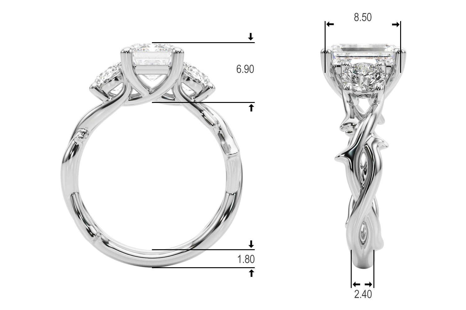 Round Twisted Shank Lab Grown Diamond Engagement Ring - VS1 D/E/F | 14K & 18K Gold | 18K White Gold | Round Lab Diamond | Picasso Gold & Diamond Chicago