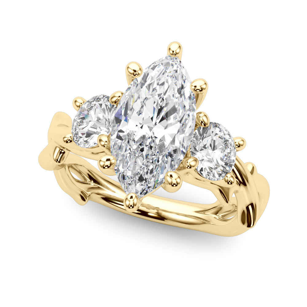 Round Twisted Shank Lab Grown Diamond Engagement Ring - VS1 D/E/F | 14K & 18K Gold | 18K White Gold | Round Lab Diamond | Picasso Gold & Diamond Chicago